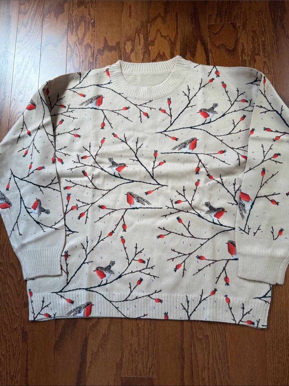Robin & Berry Branch Print Lightweight Knit Sweater | Soft Fall Winter Pullover - Picture 4 of 9